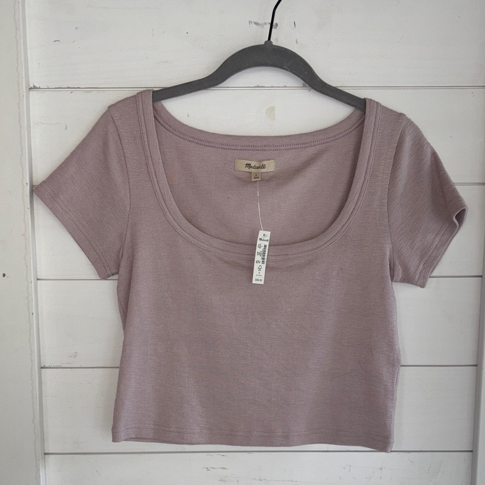 Madewell Mauve Scoop Neck Crop Top
